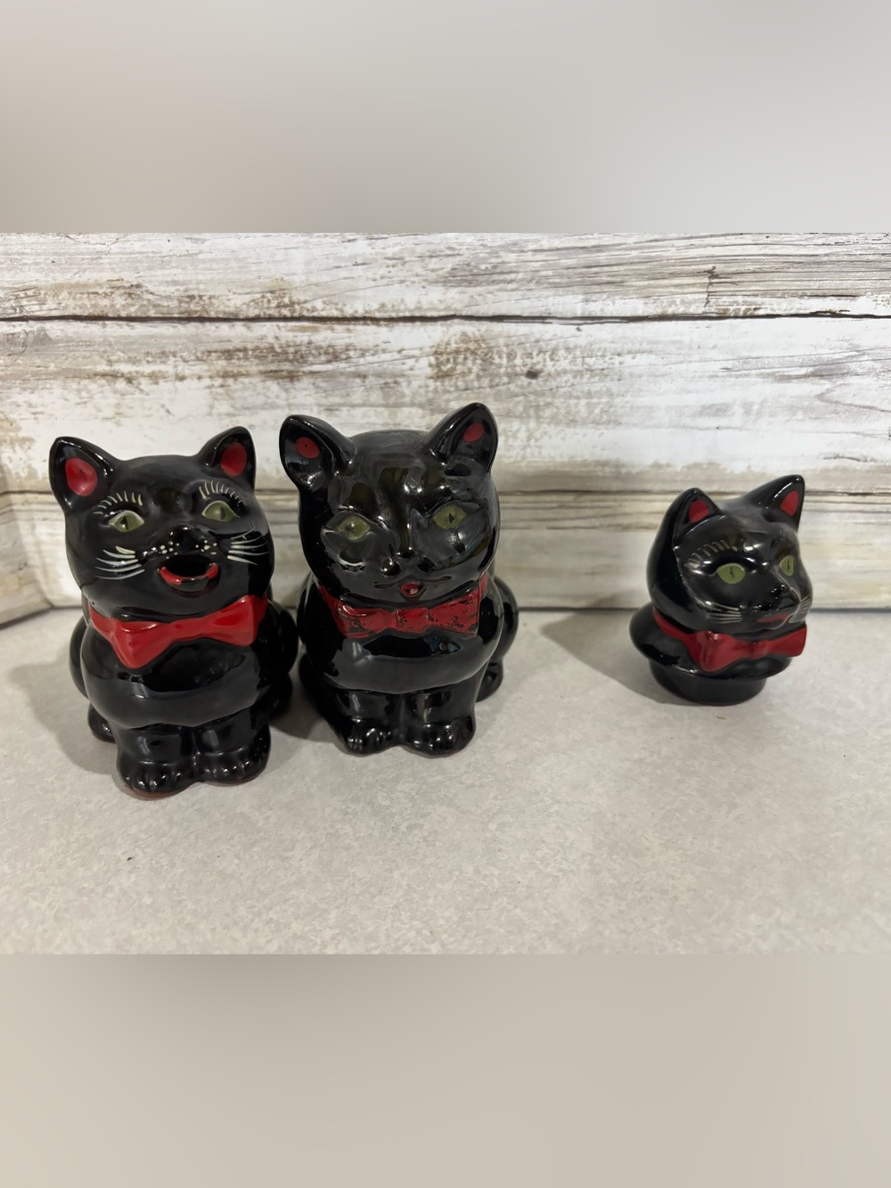 Vintage 50s Shafford Redware cat cream & sugar (bonus teapot lid)
